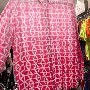 CHICOS size 3, pink button down shirt